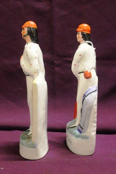 Pair Of 20th Century Staffordshire Joseph Guy Cricket Figures