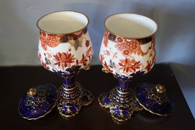 Pair Of Crown Derby Covered Vase Made In 1899 