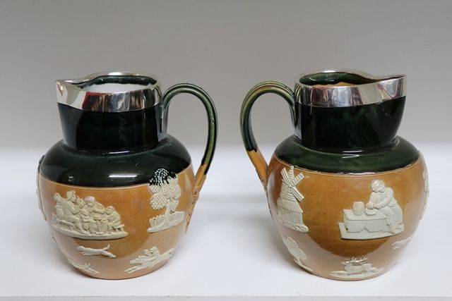 Pair Of Doulton Silver Rim Jug Sheffield C191011 