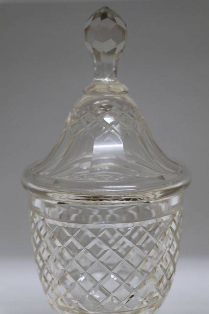 Pair Of Early C19th Cut Lead Glass Covered Bowls  
