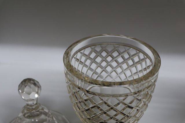 Pair Of Early C19th Cut Lead Glass Covered Bowls  