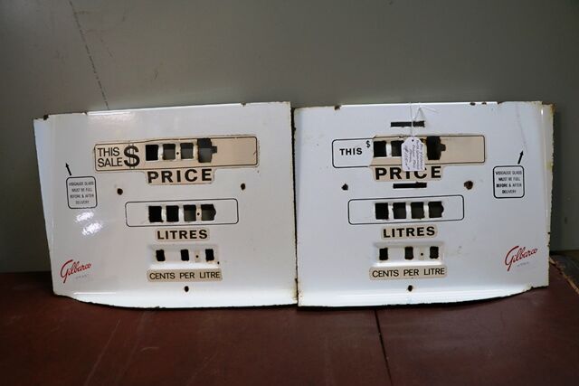 Pair of Genuine Gilbarco Double Enamel Face Plates 