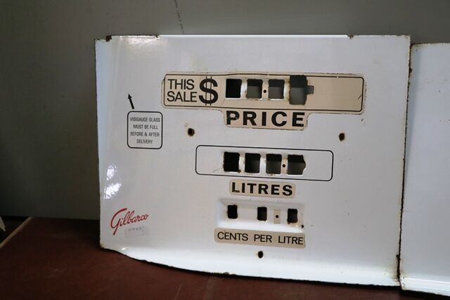 Pair of Genuine Gilbarco Double Enamel Face Plates 