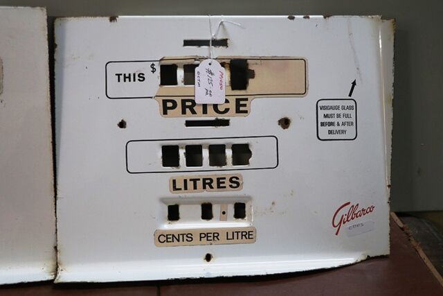 Pair of Genuine Gilbarco Double Enamel Face Plates 