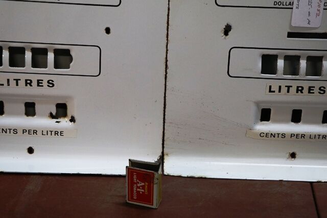 Pair of Genuine Gilbarco Double Enamel Face Plates 