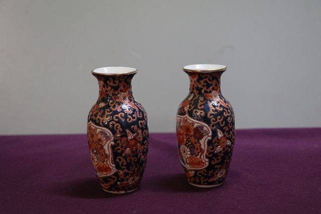 Pair of Miniature C20th Imari Porcelain Vases 
