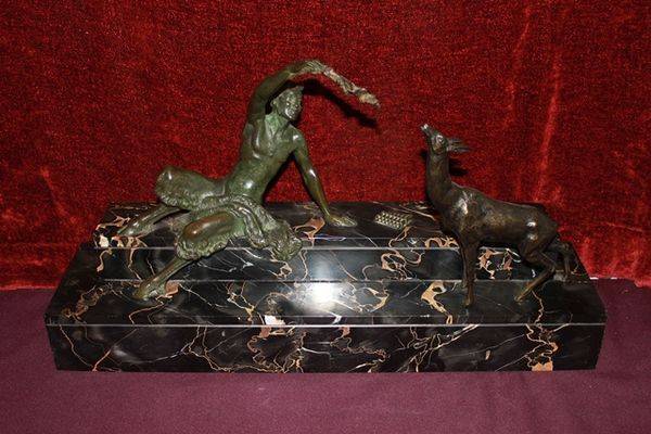 Pan Feeding A Fawn By Bouraine   22 X 13    