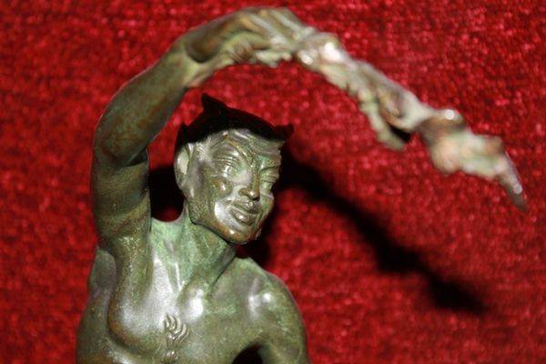 Pan Feeding A Fawn By Bouraine   22 X 13    