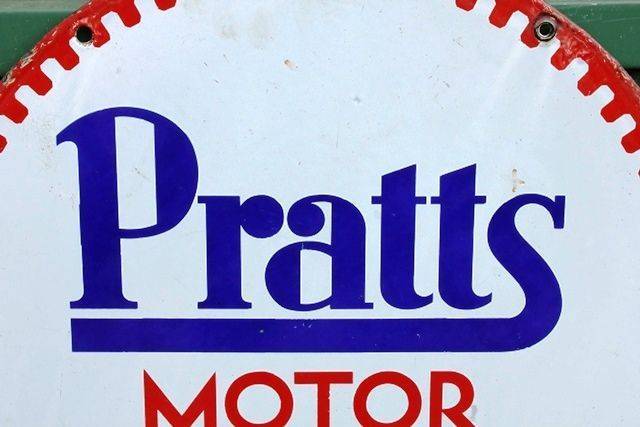 Pratts Motor Oil Double Sided Enamel Advertising Sign 