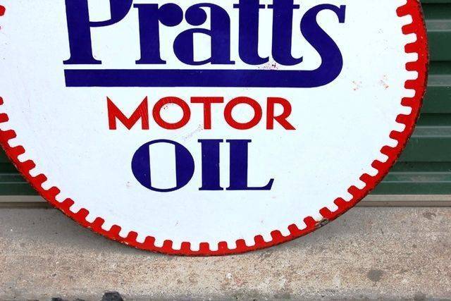 Pratts Motor Oil Double Sided Enamel Advertising Sign 