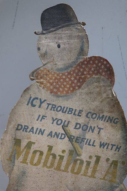 Rare And Early Mobiloil andquotAandquot Snowman ADV Showcard 
