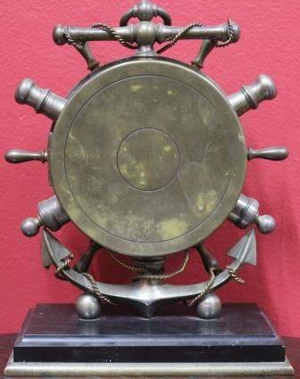 Rare Desk Clock in Form of a Ships Wheel