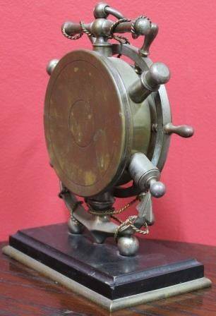 Rare Desk Clock in Form of a Ships Wheel
