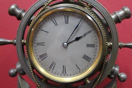 Rare Desk Clock in Form of a Ships Wheel