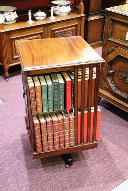 Rare Early C20th Walnut 3 Drawer Revolving Bookcase 