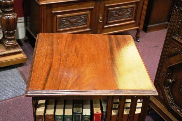 Rare Early C20th Walnut 3 Drawer Revolving Bookcase 