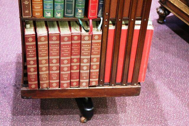 Rare Early C20th Walnut 3 Drawer Revolving Bookcase 