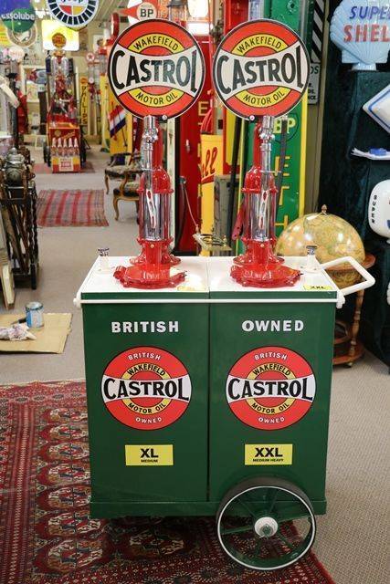 Restored Genuine Castrol Wakefield Square HiBoy Double Oil Pump Dispenser