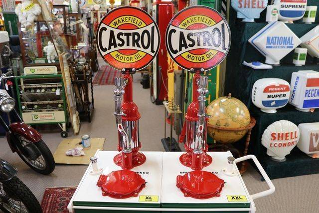 Restored Genuine Castrol Wakefield Square HiBoy Double Oil Pump Dispenser