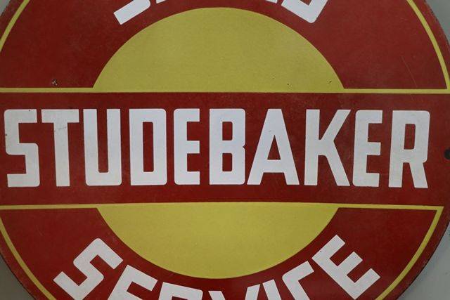Round Studebaker Sales and  Service Double Sided Enamel Advertising Sign