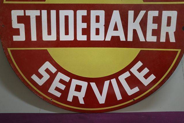 Round Studebaker Sales and  Service Double Sided Enamel Advertising Sign