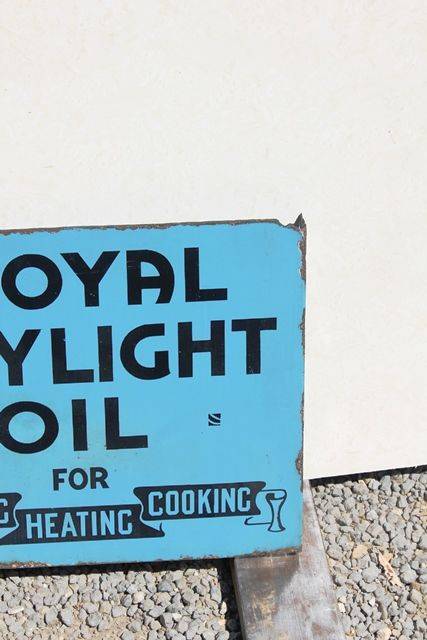 Royal Daylight Lamp Oil Double Sided Post Mount Enamel Sign