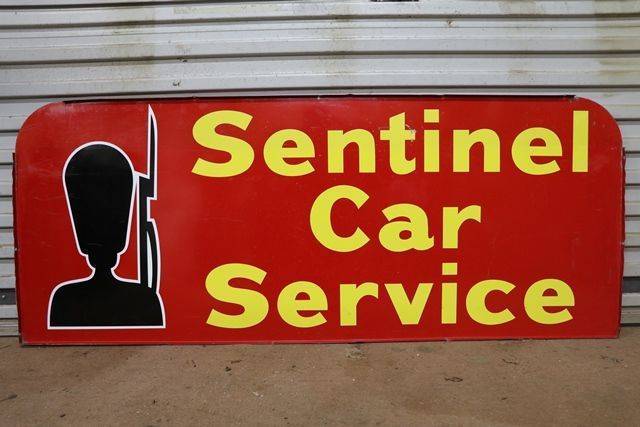 Sentinel Car Service Double Sided Tin Advertising Sign 