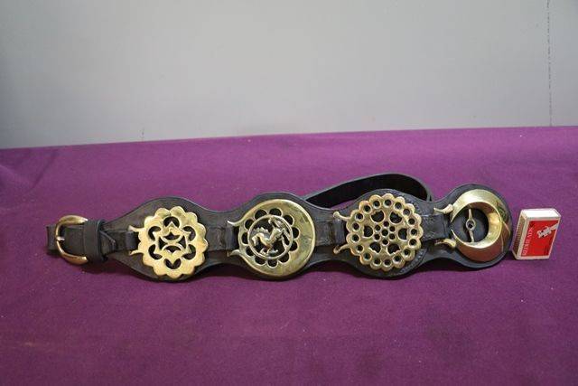 Set Of 4 Horse Brasses On Leather Strap 