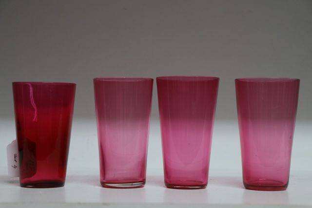 Set Of 4 Victorian Ruby Glass Tumblers  