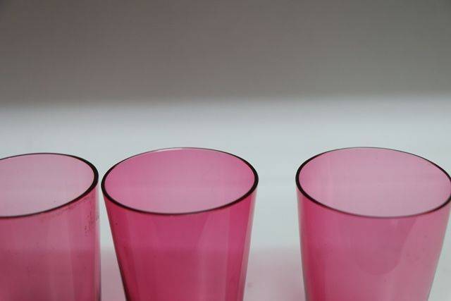 Set Of 4 Victorian Ruby Glass Tumblers  