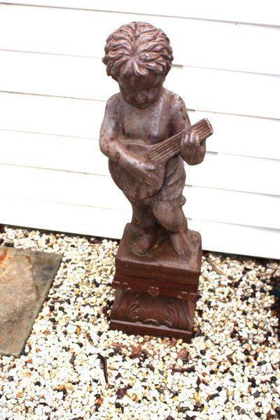 Set of 4 Cast Iron Musical Cherubs on Stands