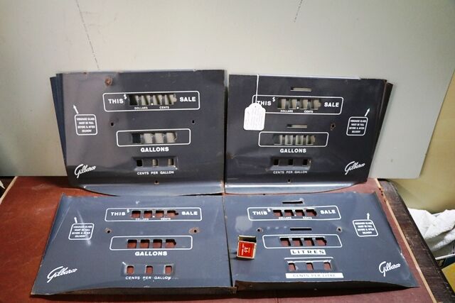 Set of 4 Genuine Gilbarco Double Grey Enamel Face Plates 