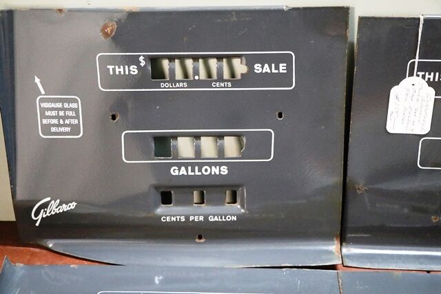 Set of 4 Genuine Gilbarco Double Grey Enamel Face Plates 