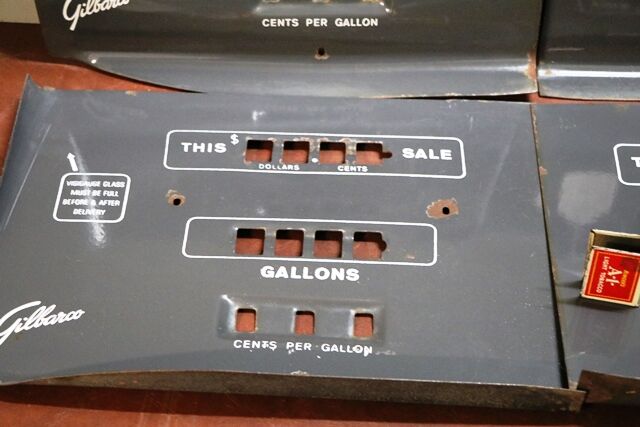 Set of 4 Genuine Gilbarco Double Grey Enamel Face Plates 