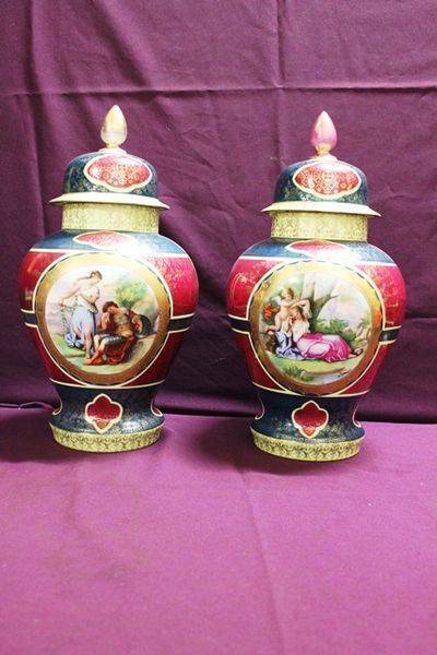 Stunning Pair Of Late 19th Century Royal Vienna Covered Vases