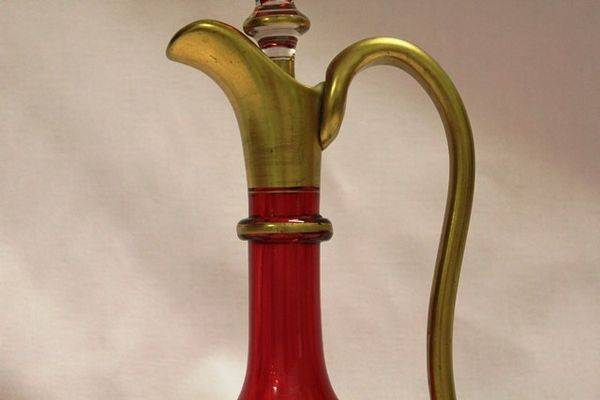 Stunning Victorian Ruby Glass and Gilt Claret Jug