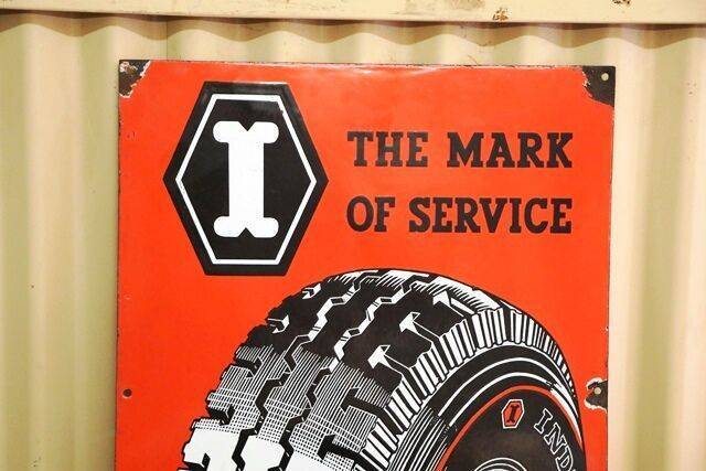 Stunning Vintage India Super Tyres Pictorial Enamel Sign 