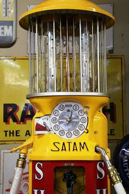 Stunning Vintage SATAM Twin Cylinder Manual Petrol Pump