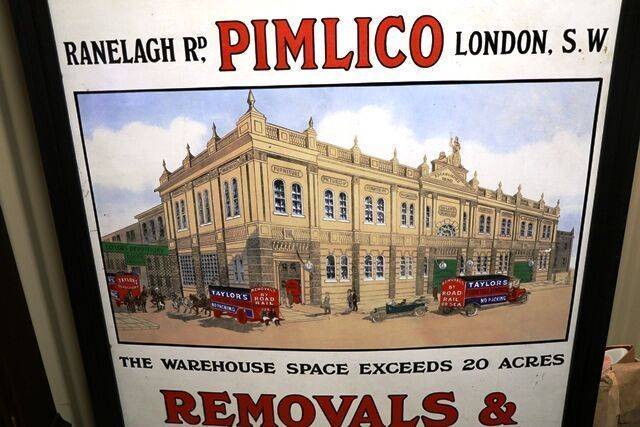 Stunning and Rare Antique TAYLORand39S Pictorial Enamel Sign