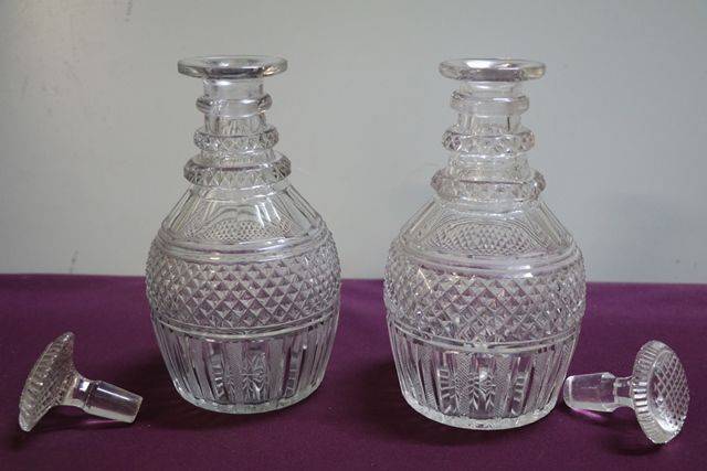 Superb Quality Late George III 3 Ring Cut Glass Decanters 