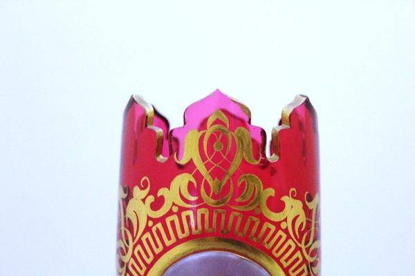 Superb Victorian Ruby And Gilt Hand Painted Cameo Vase