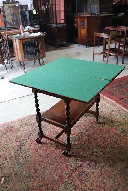 Tea Trolley  Game Table  Barley Twist Legs And Rotating Top 