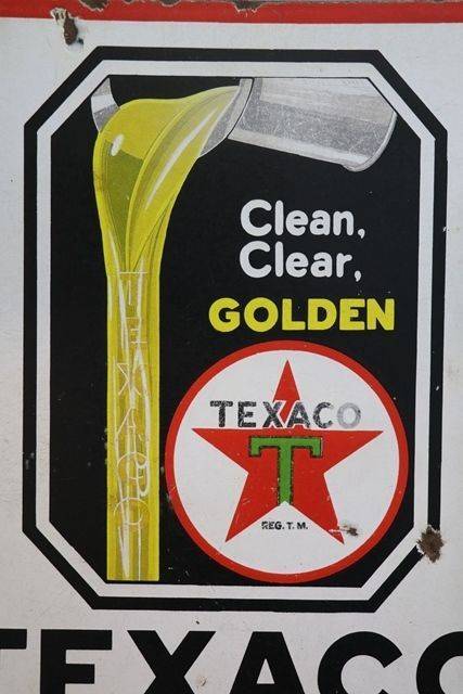 Texaco Motor Oil Doubled Sided Enamel Advertising Sign 