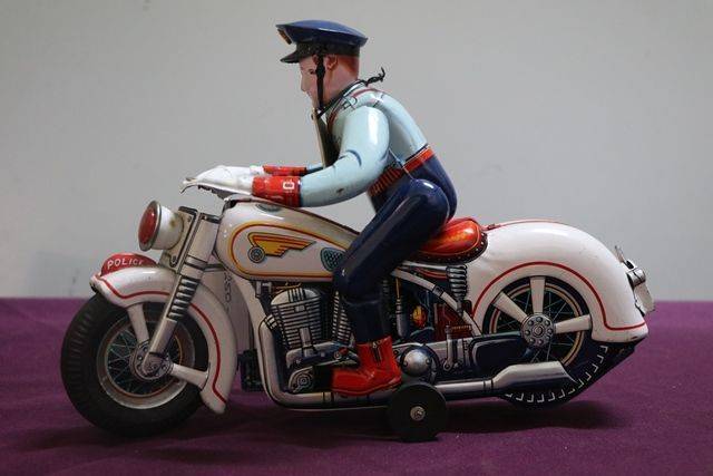 Tin Toy Masudaya Highway Patrol Police Motorcycle 