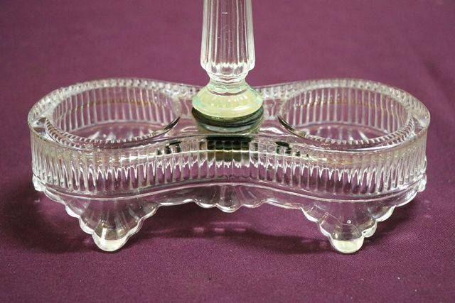 Victorian 2 Bottle Oil + Vinegar Glass Cruet 