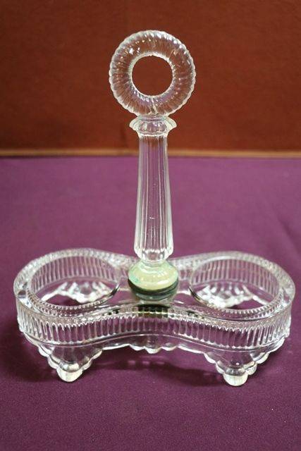 Victorian 2 Bottle Oil + Vinegar Glass Cruet 