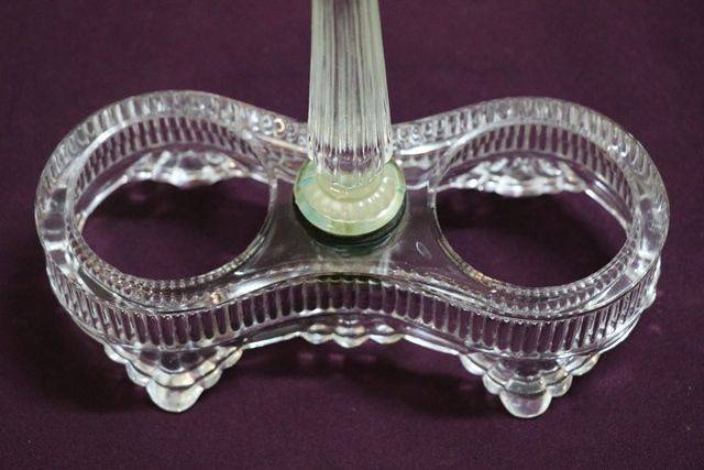 Victorian 2 Bottle Oil + Vinegar Glass Cruet 