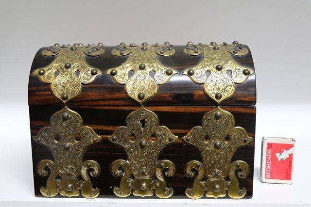 Victorian Brass Bound Coromandel Stationary Box 