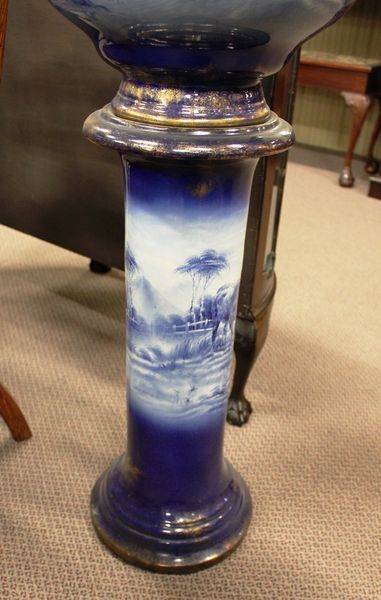 Victorian China Highland Cattle Jardiniere And Stand English C1890 