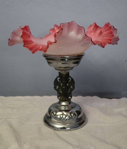 Victorian Glass and Silver Plate Comport  